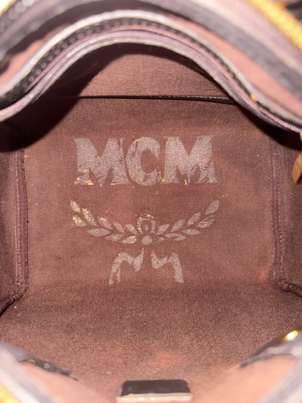 MCM Cognac Visetos Brown Boston with Black Handles and Gold Hardware - Picture 9 of 12